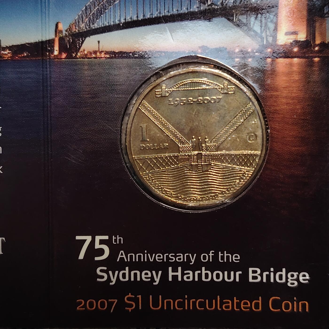 布加迪🐬～世界钱币(上海)🌾第 247 期 /  各国套币和散币 澳大利亚🇦🇺 2007年 1元 25mm 悉尼港