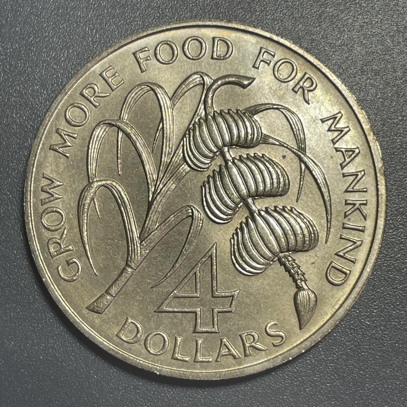 双节特辑1001 多米尼克🇩🇲1970年香蕉币4元FAO纪念币 38.5MM 