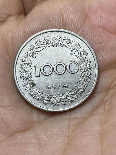 2025年第一百零一场(总第一百二十七场）外国好品散币(免佣金) - 奥地利🇦🇹1924单年份1000克朗(二战前共和国时期第一套最大面值)