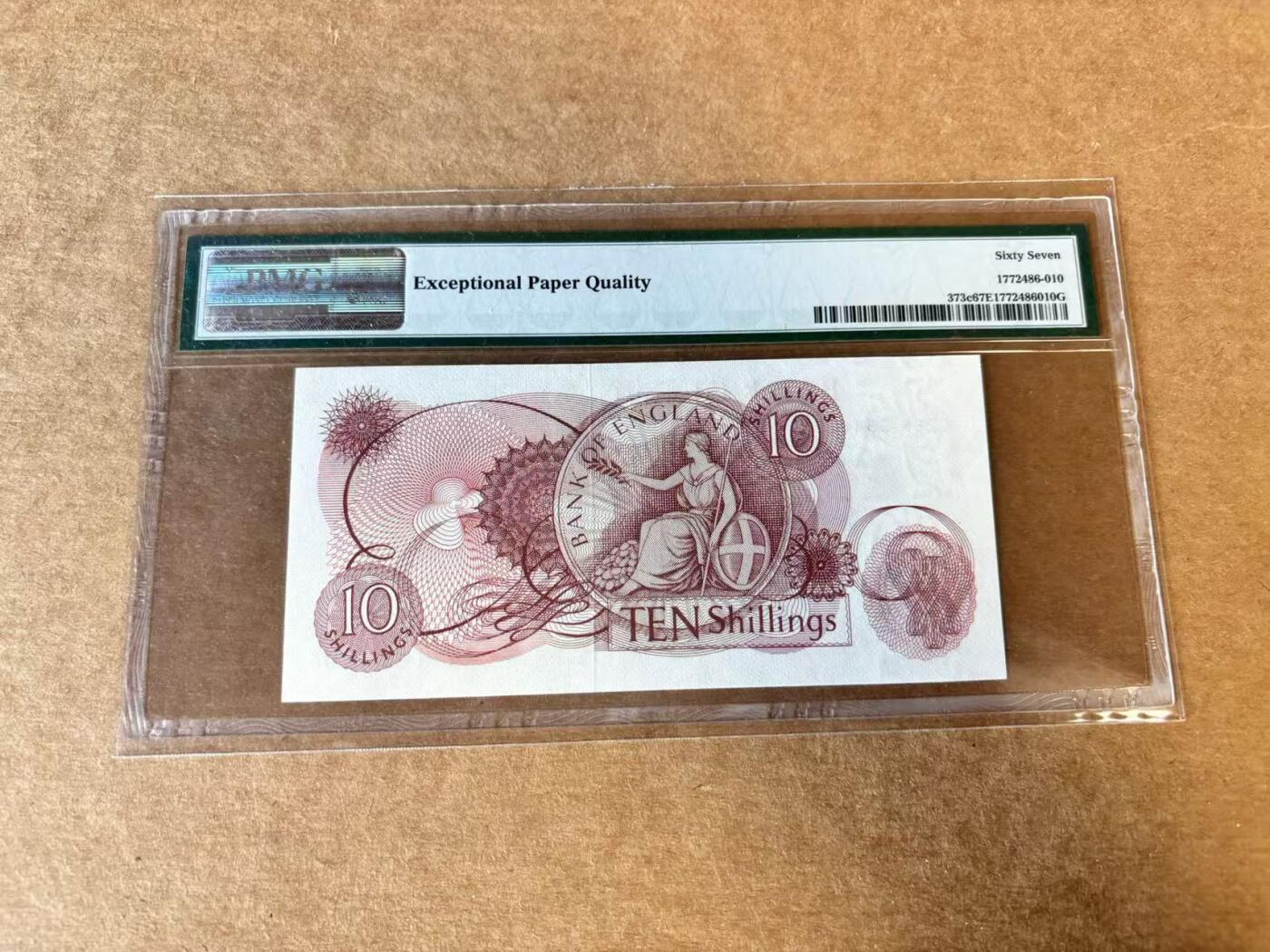 【Blue Auction】世界纸币精拍第734期——18级TOP拍卖/信誉/品质/专业/高效💫 英国 C序列 1966-70年10先令 PMG67EPQ  