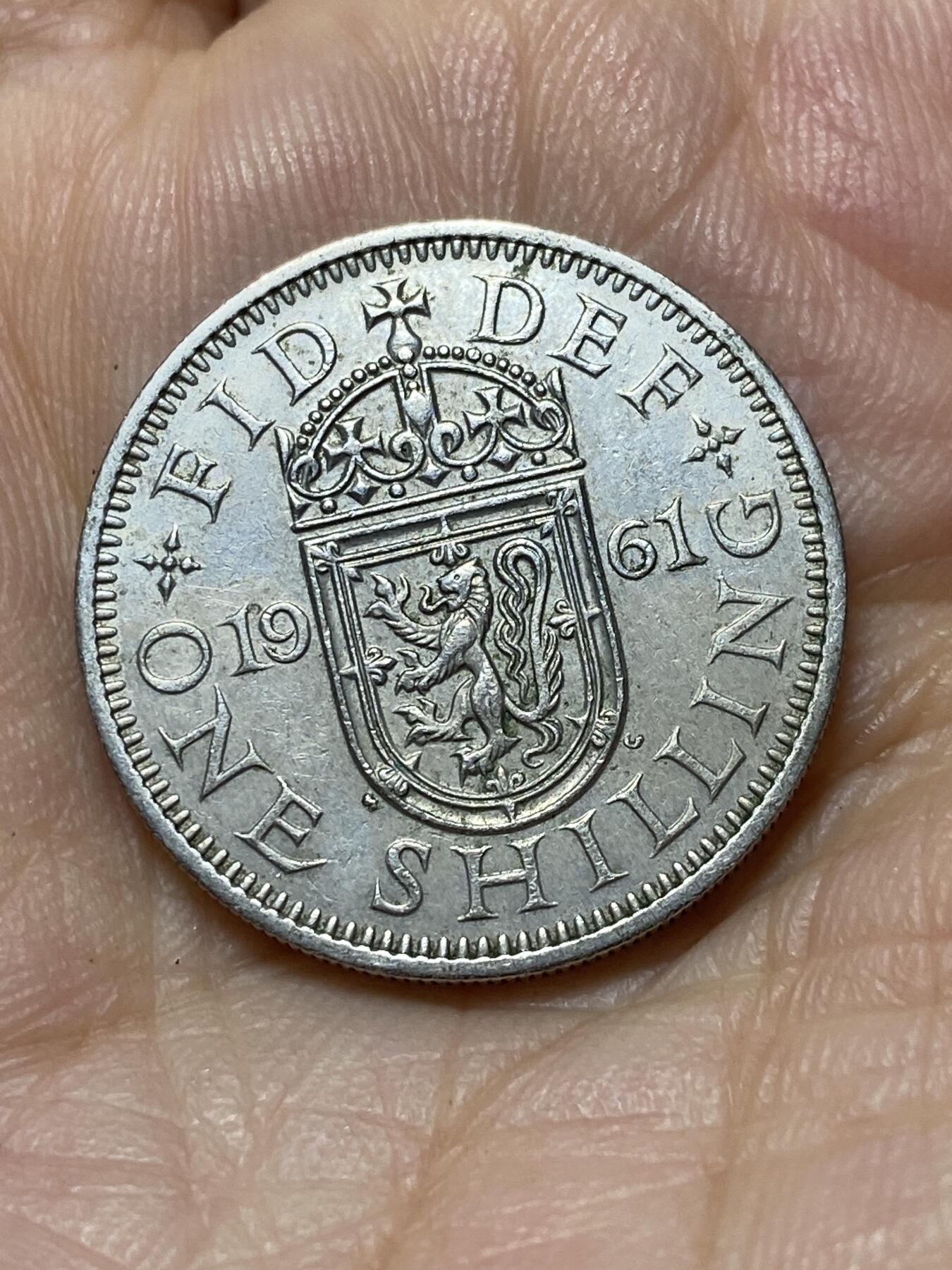 2025年第一百零一场(总第一百二十七场）外国好品散币(免佣金) 英国🇬🇧1961年1先令(伊丽莎白二世青年桂冠第二版，苏格兰盾徽版)