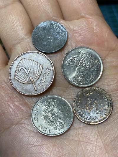 2025年第一百零一场(总第一百二十七场）外国好品散币(免佣金) - 散币5枚：斐济🇫🇯1987年2分，新西兰🇳🇿1971年5分，英国🇬🇧1974年1/2新便士，新加坡🇸🇬1987年10分