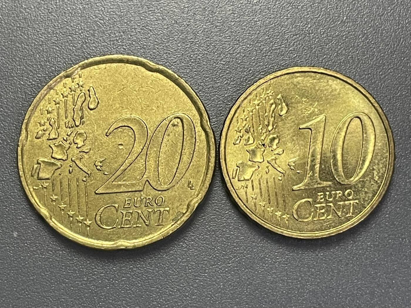 双节特辑1001 法国欧元20、10分铜币 播种女神