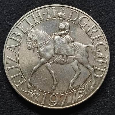 【全场包邮】纯粹捡漏拍464场 - 英国1977年1克朗女王登基25周年克朗型纪念币