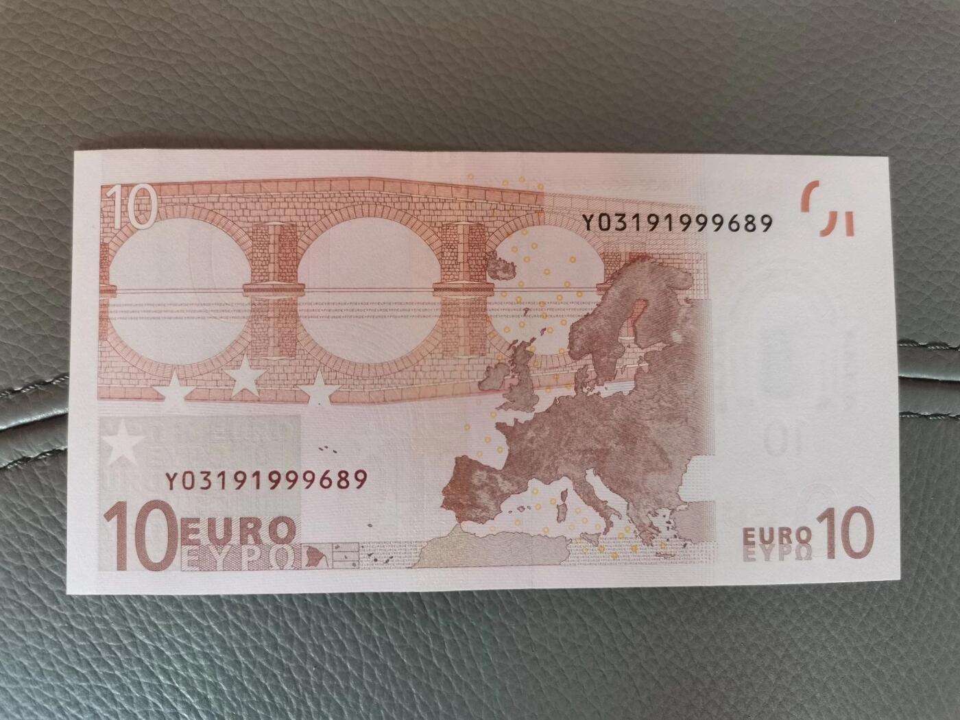 欧盟纸币Euro 2002版 一签 10欧元 Y冠希腊版 无47靓号全新UNC