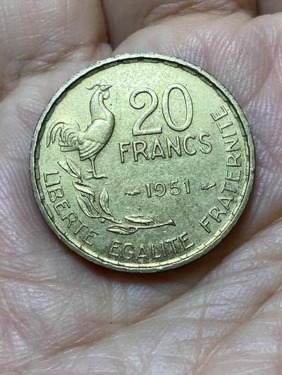 2025年第一百零一场(总第一百二十七场）外国好品散币(免佣金) - 法兰西第三共和国1951年20法郎