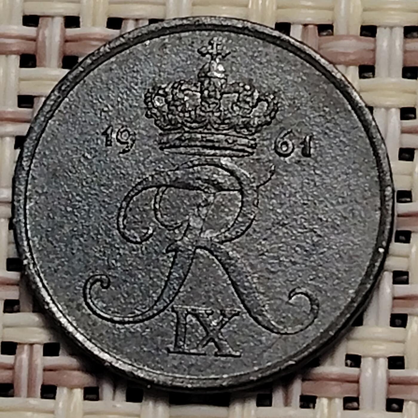 布加迪🐬～世界钱币(上海)🌾第 247 期 /  各国套币和散币 丹麦🇩🇰 1961年1奥尔锌币