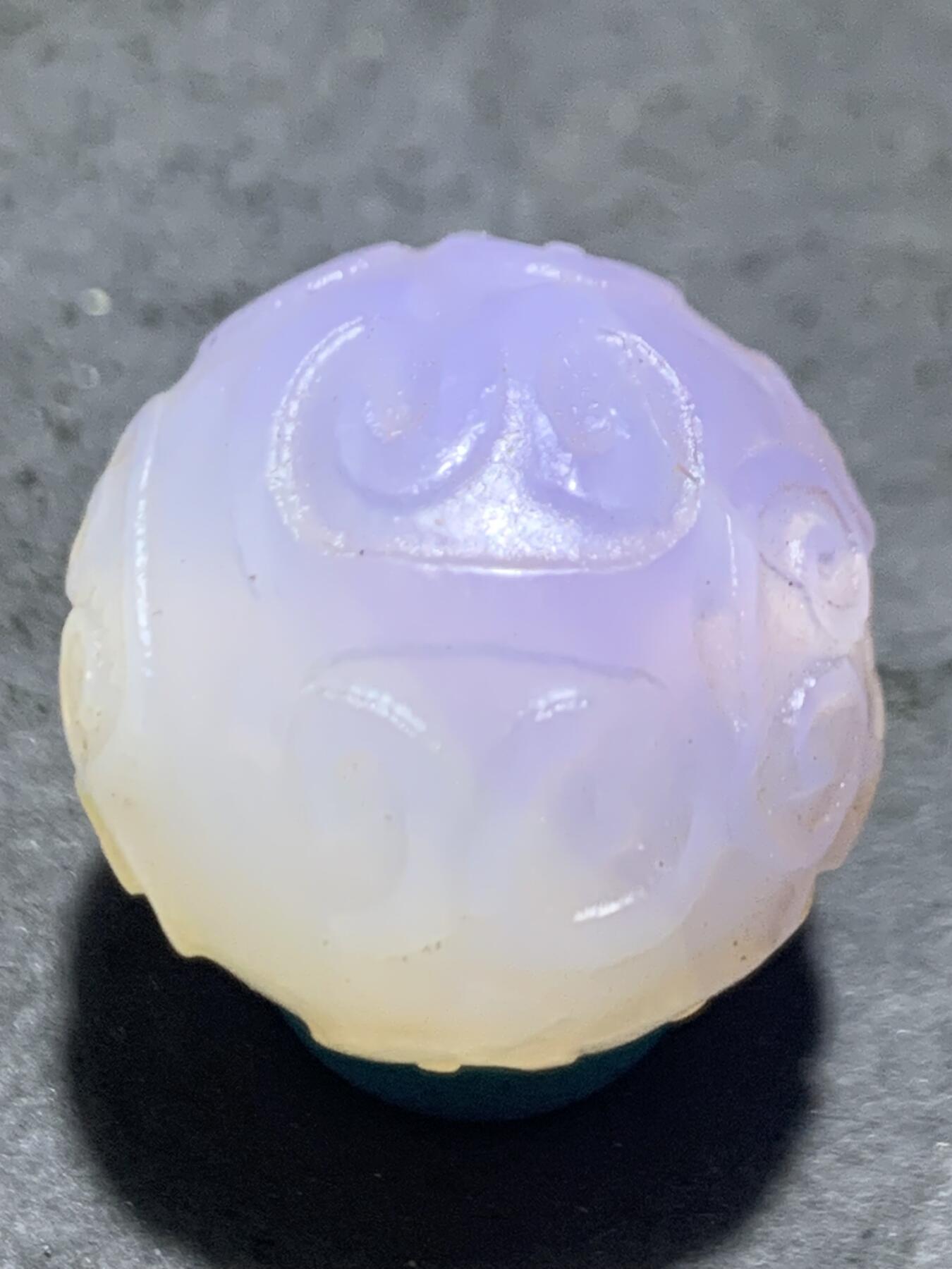 稀有紫罗兰高冰荧光润料玛瑙2.0通货回纹珠一颗，