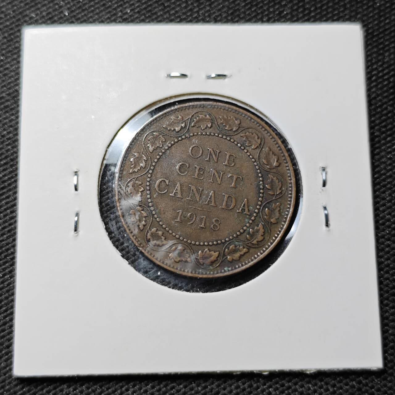 KK钱币收藏小铺 第351场 2月预留时间 周末发货  1918加拿大1分铜币