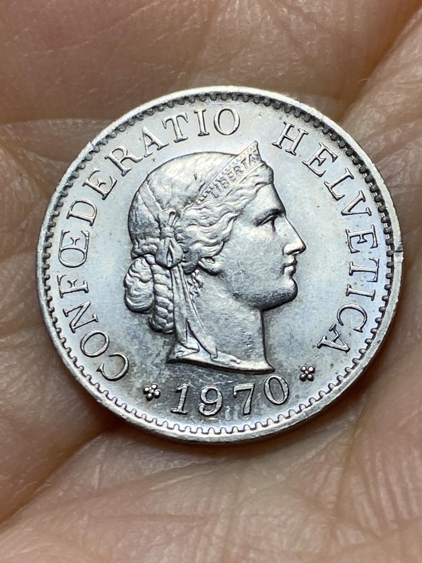2025年第一百零一场(总第一百二十七场）外国好品散币(免佣金) 瑞士🇨🇭1970年5分(无标版)