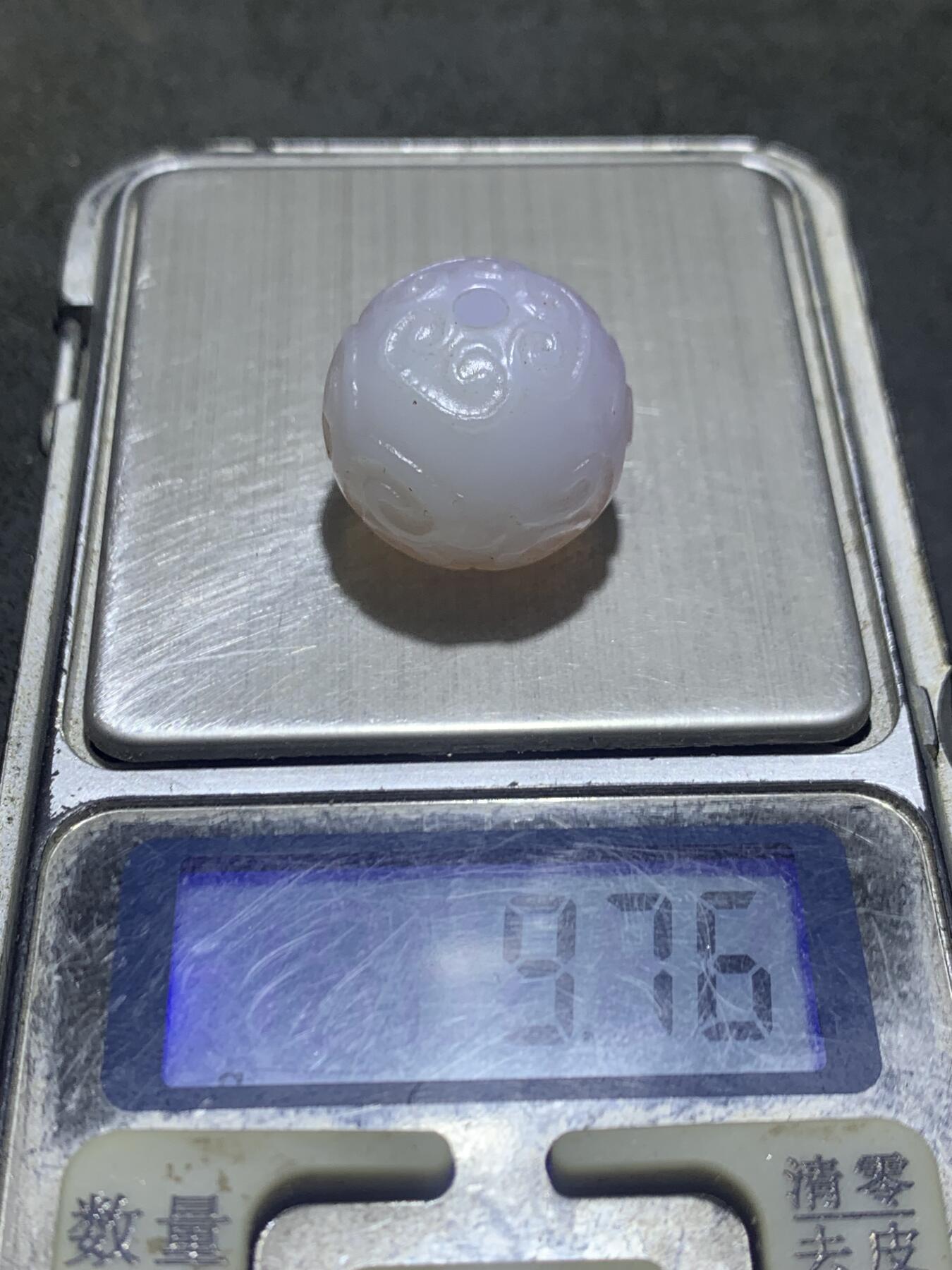 稀有紫罗兰高冰荧光润料玛瑙2.0通货回纹珠一颗，