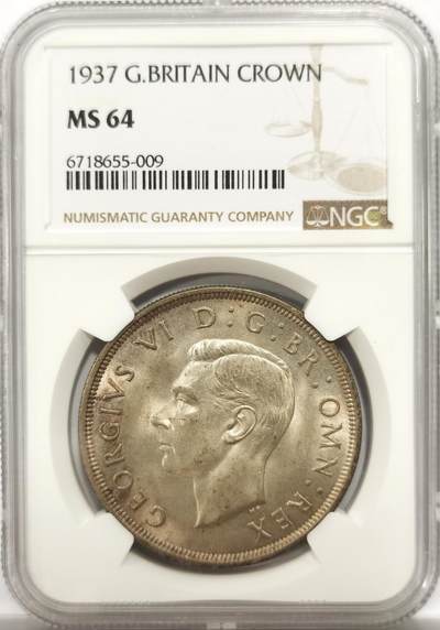 博洋堂世界钱币拍卖第142期（全场包邮） - NGC MS64 英国1937年乔治六世登基克朗银币