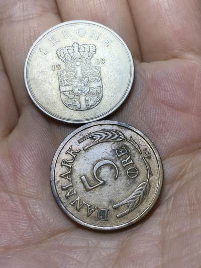 2025年第一百零一场(总第一百二十七场）外国好品散币(免佣金) - 丹麦🇩🇰2枚：1969年1克朗，1966年5欧尔