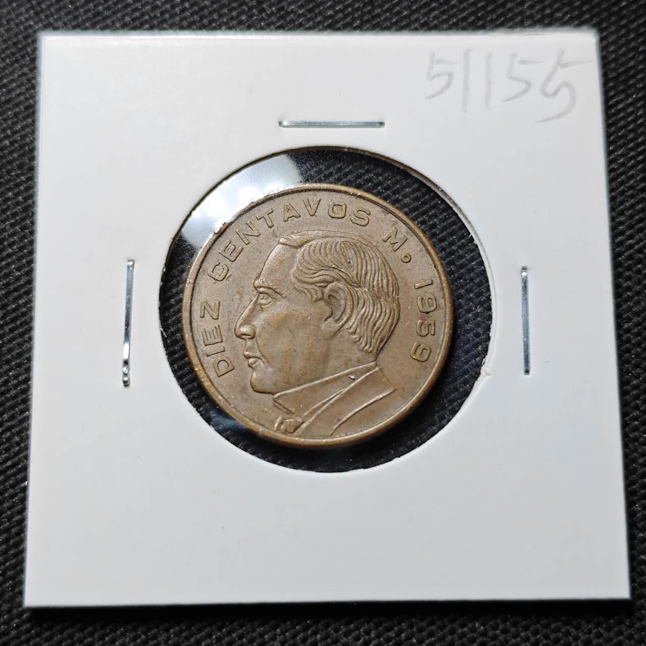 KK钱币收藏小铺 第351场 2月预留时间 周末发货  1959墨西哥10分铜币
