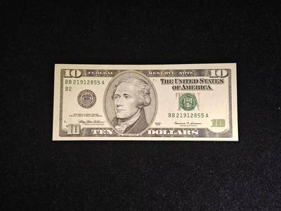 美国 1999年 首发年份 大头版 10美元 B区首发A冠 无47 UNC - 美国 1999年 首发年份 大头版 10美元 B区首发A冠 无47 UNC