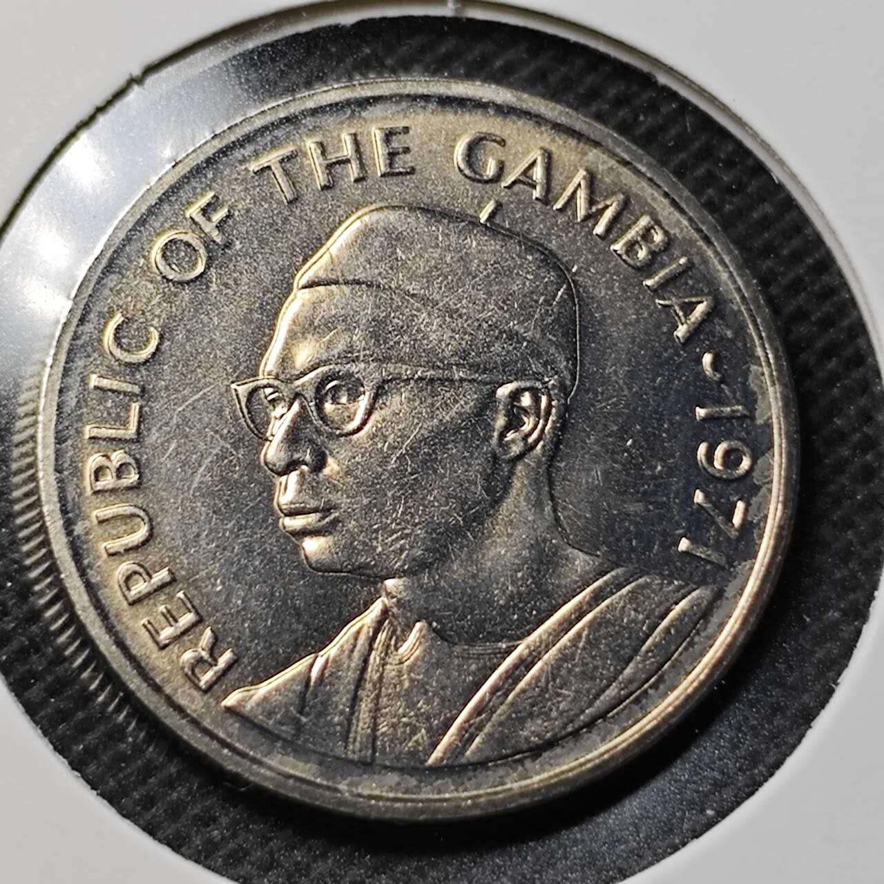 KK钱币收藏小铺 第353场 2月预留时间 周末发货  1971冈比亚25分 好品
