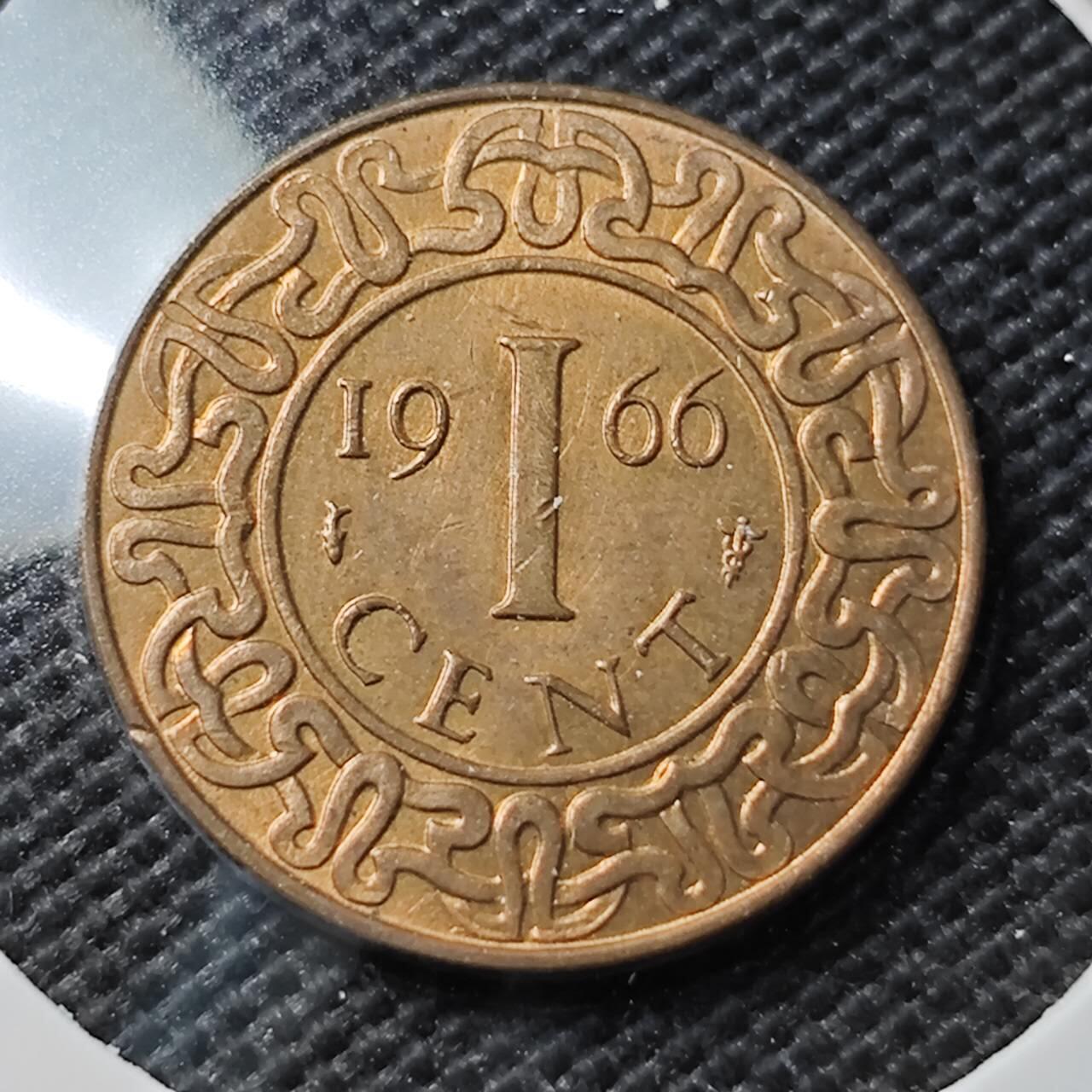 KK钱币收藏小铺 第353场 2月预留时间 周末发货  1966苏里南1分铜币 好品