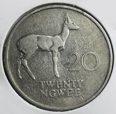 文馨钱币收藏第 274 场，批量银币，散币场 长期接收代拍品 - 少见赞比亚1972年20恩韦博胡尔苇羚 卡翁达 