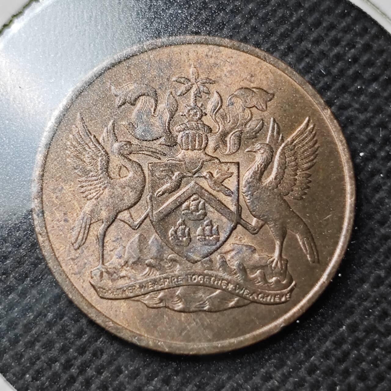 KK钱币收藏小铺 第353场 2月预留时间 周末发货  1966特立尼达和多巴哥1分铜币 好品