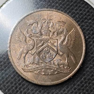 KK钱币收藏小铺 第353场 2月预留时间 周末发货 -  1966特立尼达和多巴哥1分铜币 好品