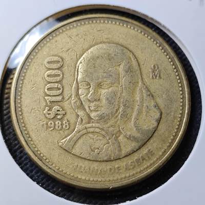 KK钱币收藏小铺 第353场 2月预留时间 周末发货 -  墨西哥1000比索 大铜币