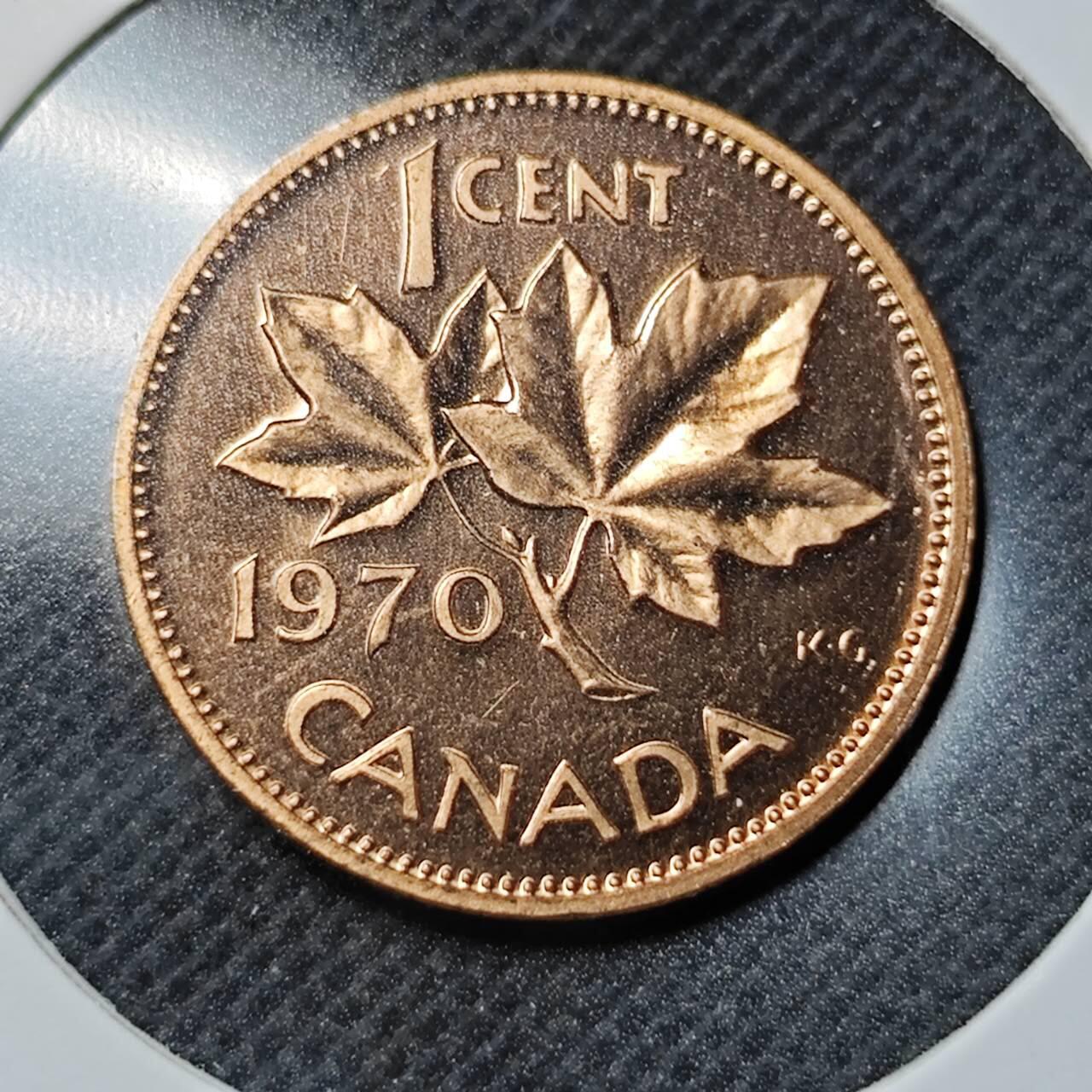 KK钱币收藏小铺 第353场 2月预留时间 周末发货  1970加拿大1分精制币