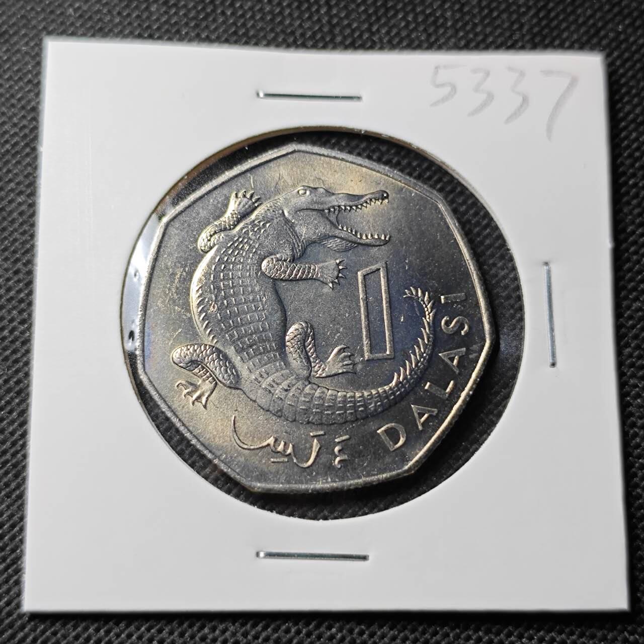 KK钱币收藏小铺 第353场 2月预留时间 周末发货 1987 冈比亚1达拉西 好品