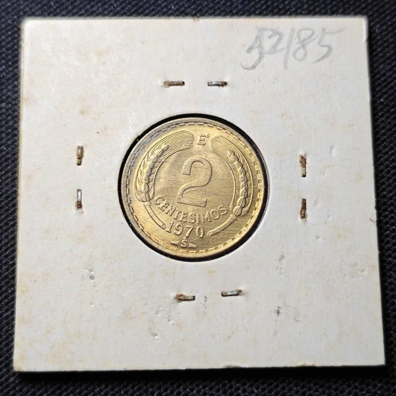 KK钱币收藏小铺 第352场 2月预留时间 周末发货  1970智利2分铜币 飞鹰 好品