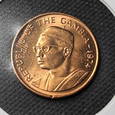 KK钱币收藏小铺 第353场 2月预留时间 周末发货 -  1974冈比亚1分铜币 好品