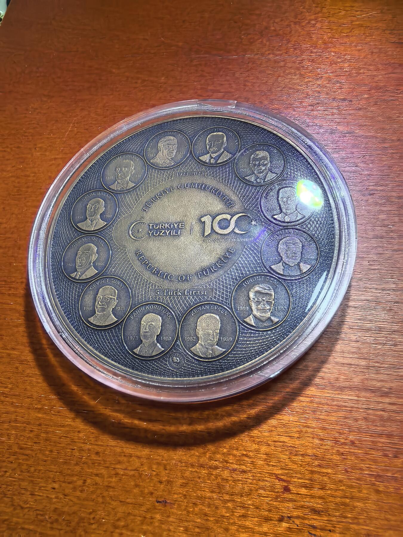 长老汇蛇年精选第五十六场拍卖 2023土耳其总统制度百年5里拉大铜币，134克，70MM，2万枚