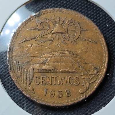 KK钱币收藏小铺 第353场 2月预留时间 周末发货 -  1968墨西哥20分铜币