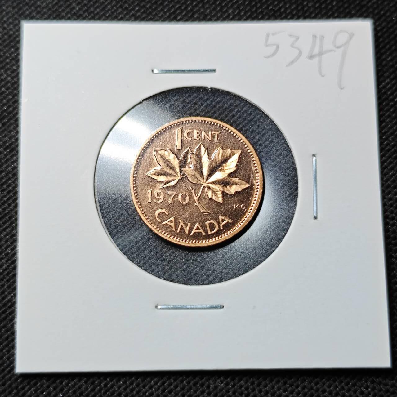 KK钱币收藏小铺 第353场 2月预留时间 周末发货  1970加拿大1分精制币