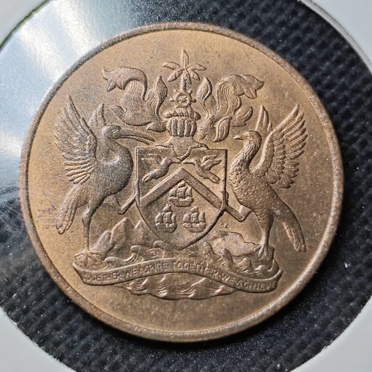 KK钱币收藏小铺 第353场 2月预留时间 周末发货  1966特立尼达和多巴哥5分铜币 好品