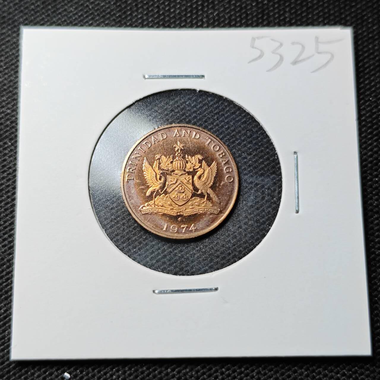 KK钱币收藏小铺 第353场 2月预留时间 周末发货  1974特立尼达和多巴哥1分 精制币