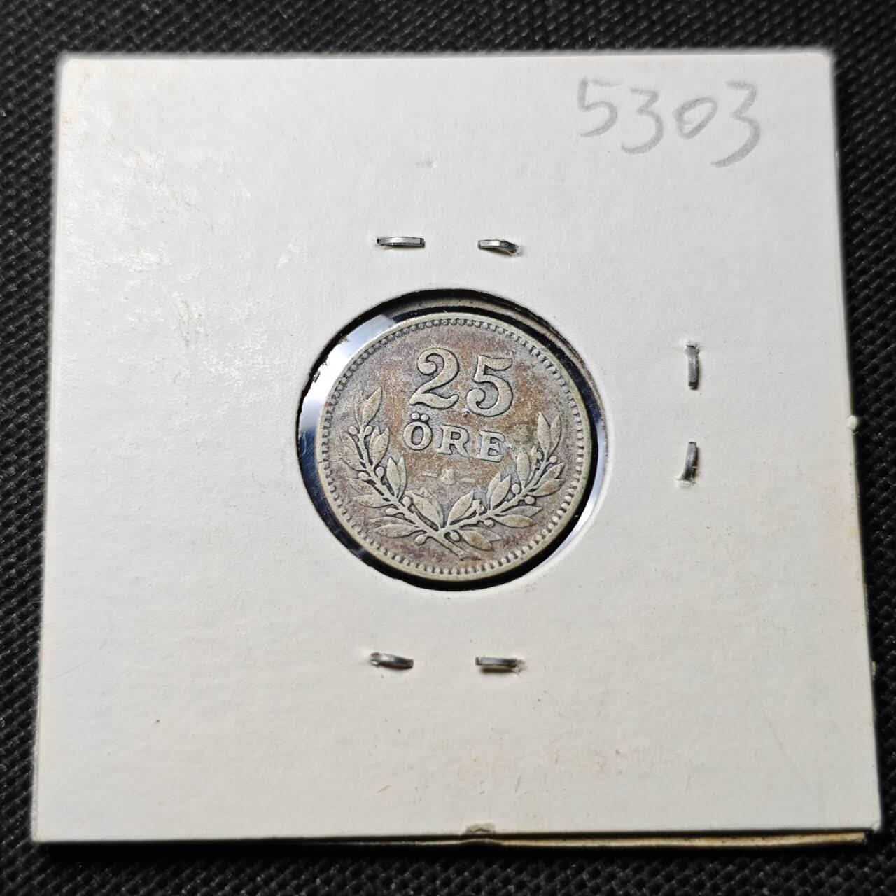 KK钱币收藏小铺 第353场 2月预留时间 周末发货  1914瑞典25欧尔银币