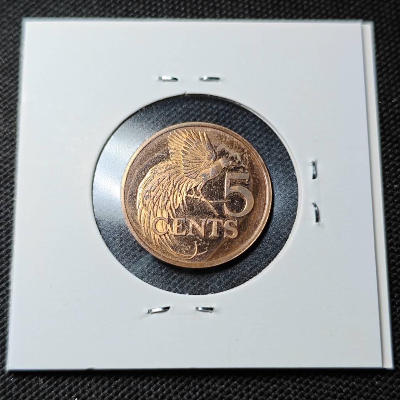 KK钱币收藏小铺 第353场 2月预留时间 周末发货   1974特立尼达和多巴哥5分 精制币