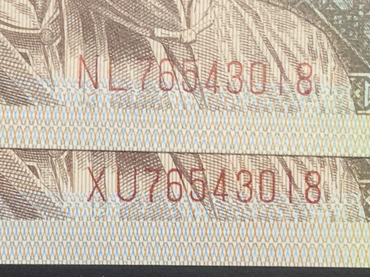 汇源轩收藏35期25.11.7 【双胞胎.倒五顺  乱蛇号 】8001 NL.  ⅩU    76543018    裸币2张，可遇不可求，喜欢的不要错过，绝品无斑。