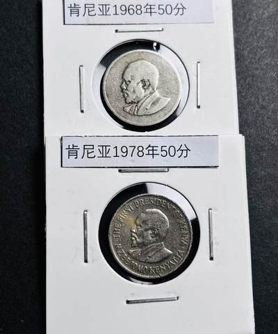 文馨钱币收藏第 274 场，批量银币，散币场 长期接收代拍品 - 肯尼亚无字版，有字版 50 分一对