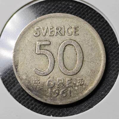 KK钱币收藏小铺 第353场 2月预留时间 周末发货 -  1961瑞典50欧尔银币
