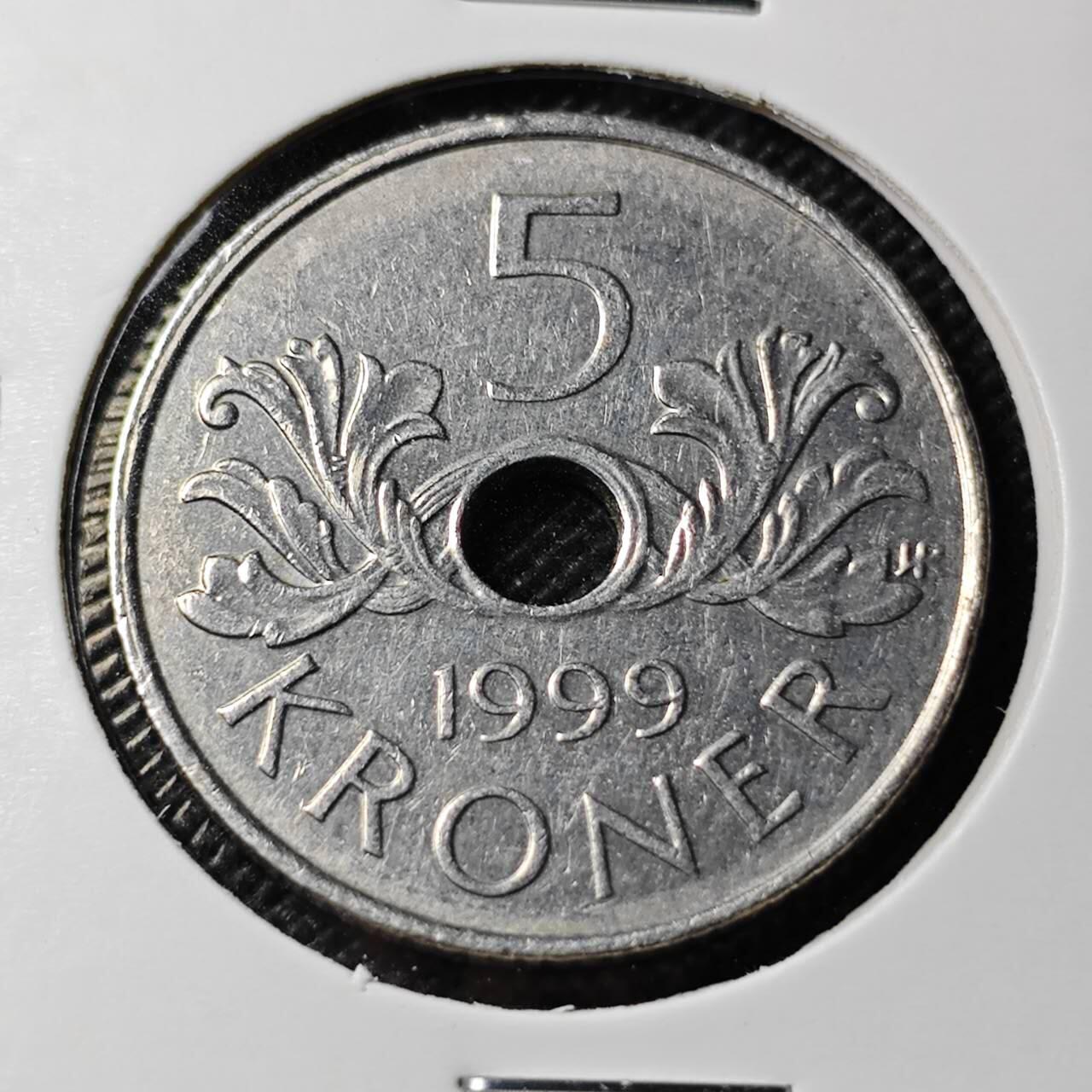 KK钱币收藏小铺 第353场 2月预留时间 周末发货  1999挪威5克朗
