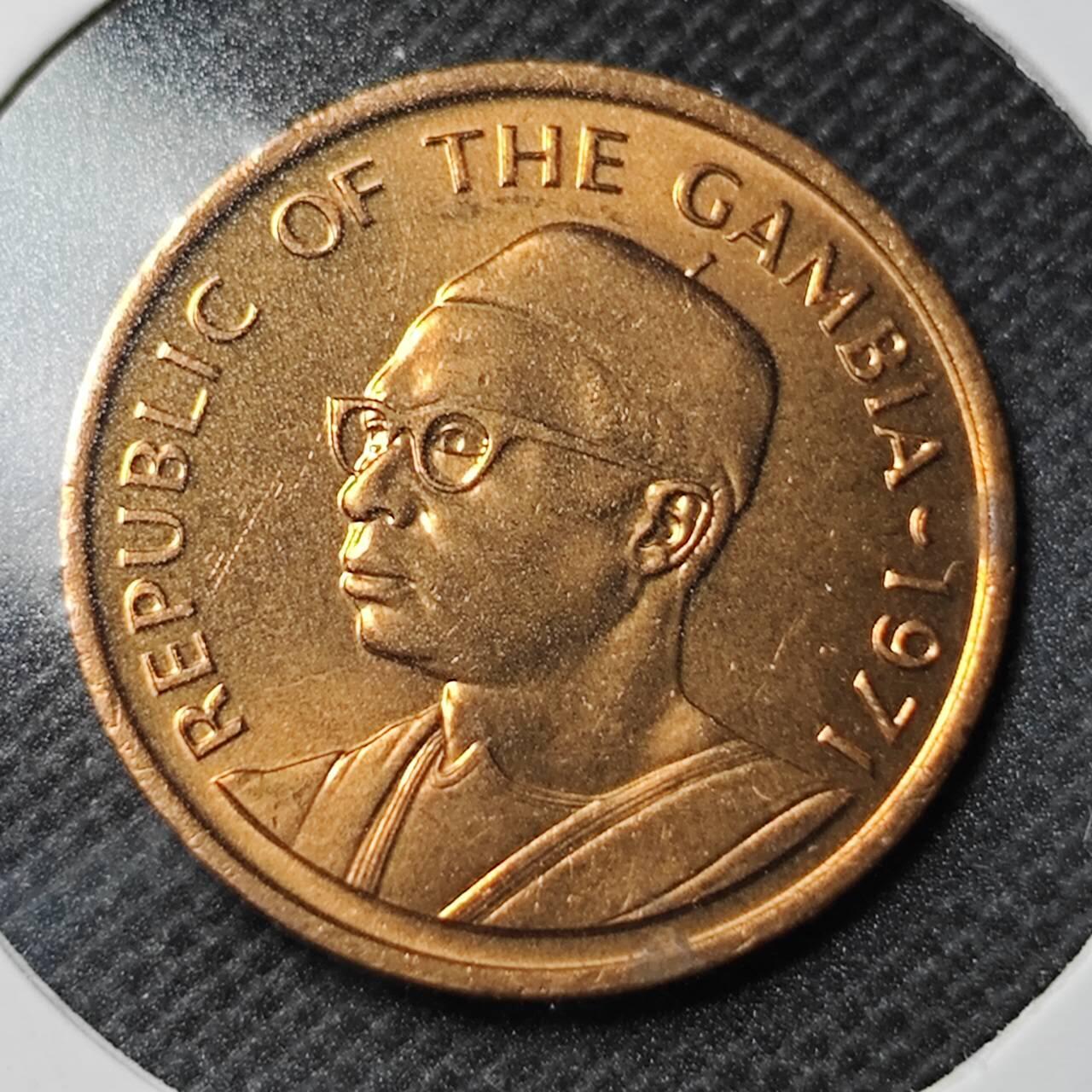 KK钱币收藏小铺 第353场 2月预留时间 周末发货  1971冈比亚5分铜币 好品