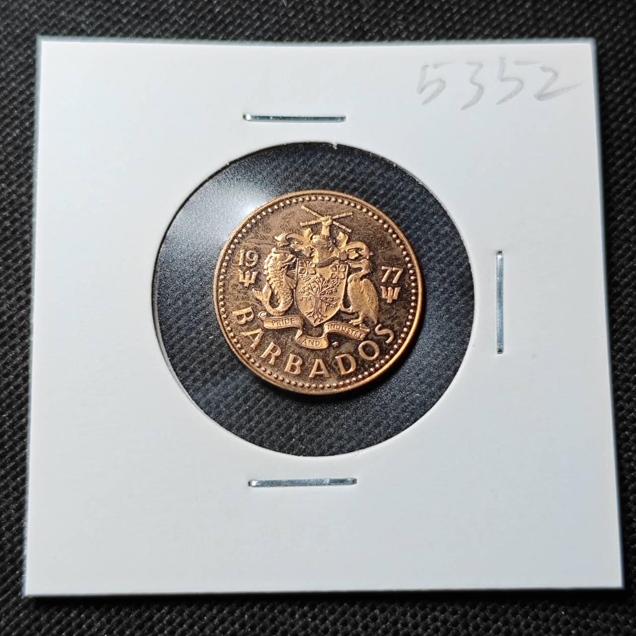 KK钱币收藏小铺 第353场 2月预留时间 周末发货  1977巴巴多斯1分 精制币