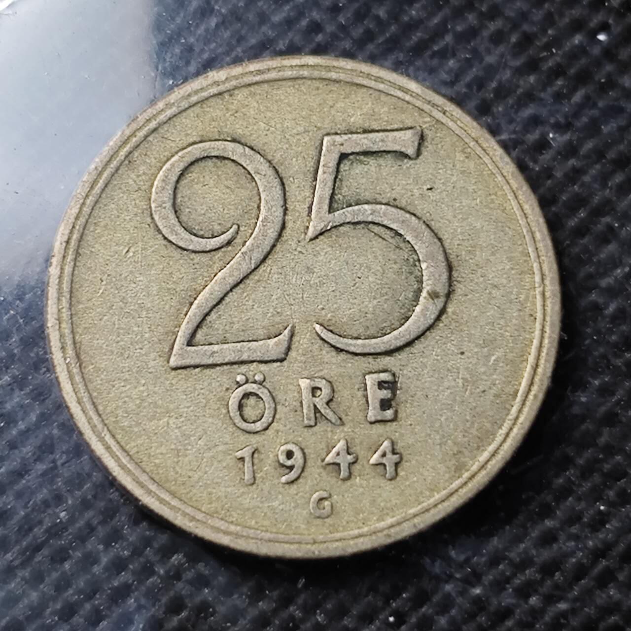 KK钱币收藏小铺 第353场 2月预留时间 周末发货  1944瑞典25欧尔银币