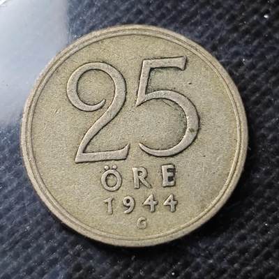 KK钱币收藏小铺 第353场 2月预留时间 周末发货 -  1944瑞典25欧尔银币