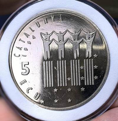 北京马甸外国币专卖第145期，外国币专场，陆续上拍，欢迎关注 西班牙1994年发行何塞普·普拉（1897-1981），西班牙加泰罗尼亚著名作家5埃居纪念币