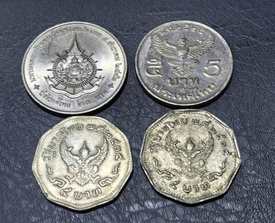 北京马甸外国币专卖第145期，外国币专场，陆续上拍，欢迎关注 泰国1999年20铢国王72岁生日纪念币，1982年 5铢 大鹏金翅鸟 ，1972年5铢异形金翅鸟迦楼罗2枚，共4枚