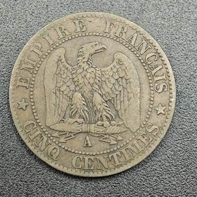 【淘币小摊】限时拍第七百五十八拍  国庆10连拍 老铜币场 外出13号发货 满百包邮可预留两周  周一统一发货  - 法国1861年拿破仑三世5分铜币