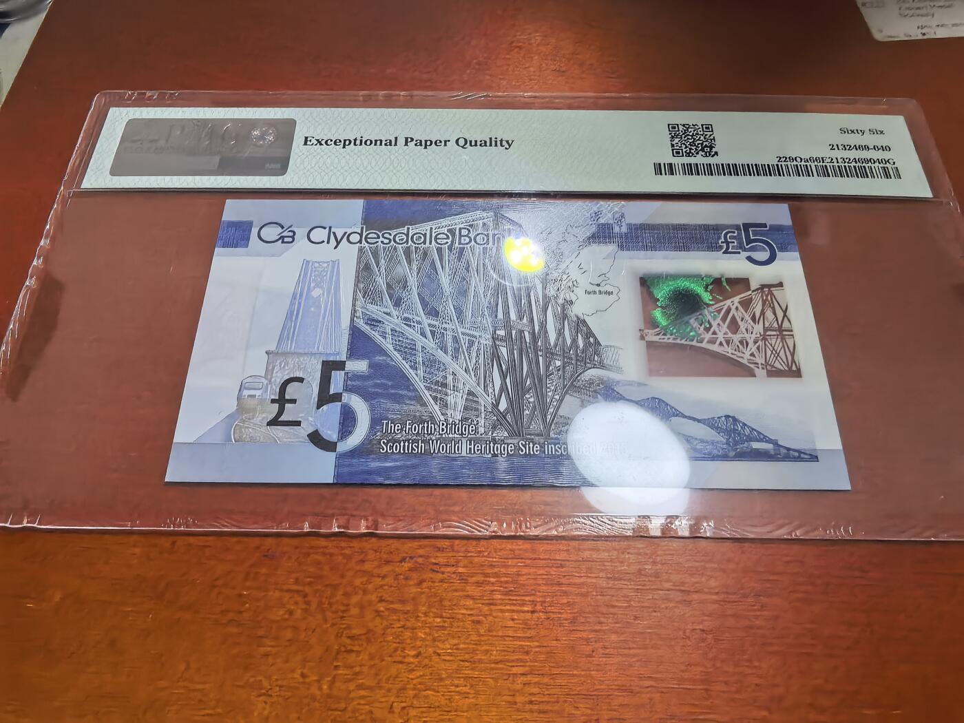 长老汇蛇年精选第五十六场拍卖 2016苏格兰5英镑塑料钞，PMG 66，无47