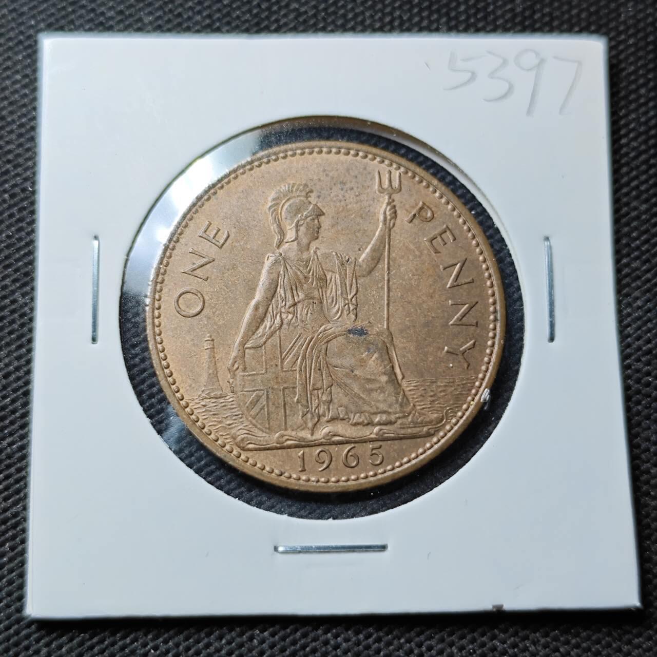 KK钱币收藏小铺 第353场 2月预留时间 周末发货  1965英国1便士铜币