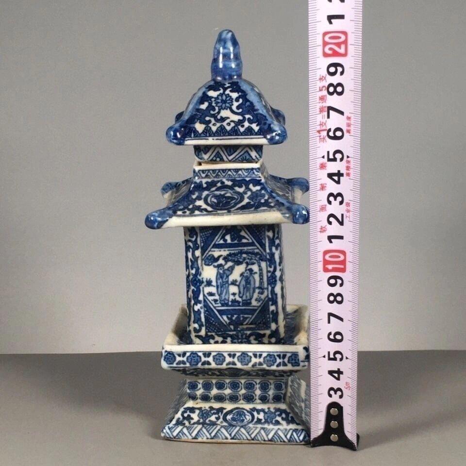 听雨轩 古玩杂相老物件专场 青花缠枝开窗塔罐